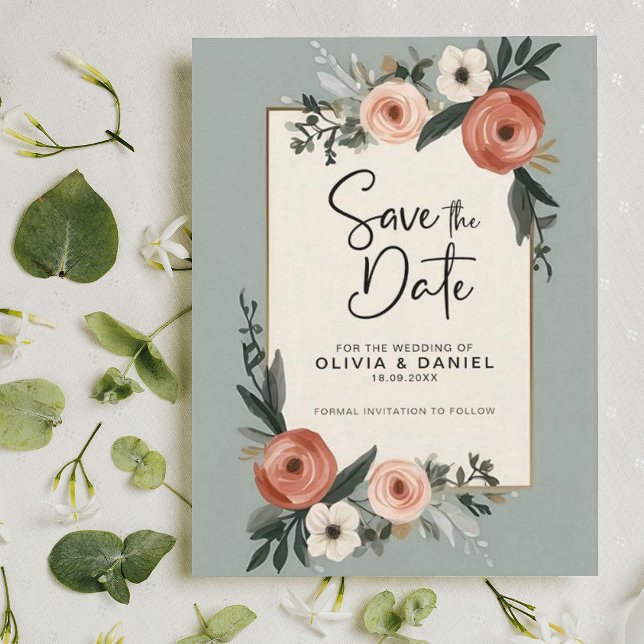 Elegant Sage Green Foliage Wedding Save The Date  Invitation (Creator Uploaded)