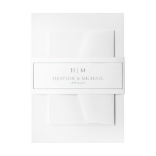 Elegant Sage Green Formal Monogram Wedding Invitation Belly Band