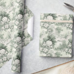 Elegant Sage Green French Roses Toile Floral Wrapping Paper<br><div class="desc">Elegant Sage Green French Roses Garden Floral Wedding Wrapping Paper.</div>