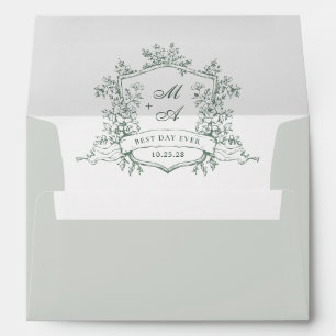 Elegant Sage Green French Toile Wedding Flowers Envelope