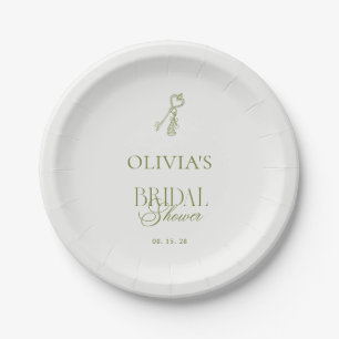 Elegant Sage Green Garden Bridal Shower Paper Plate