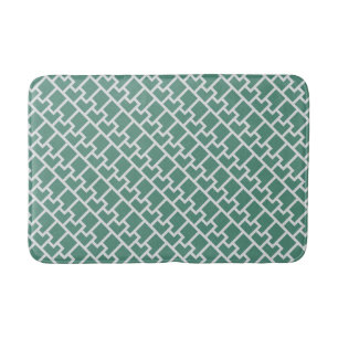 Elegant Sage Green Geometric Pattern Bath Mat