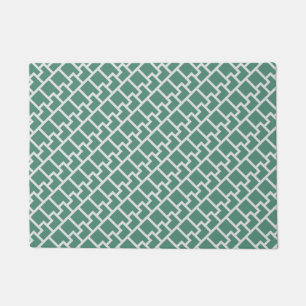 Elegant Sage Green Geometric Pattern Doormat