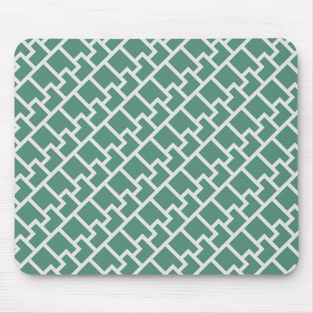 Elegant Sage Green Geometric Pattern Mouse Pad (Front)