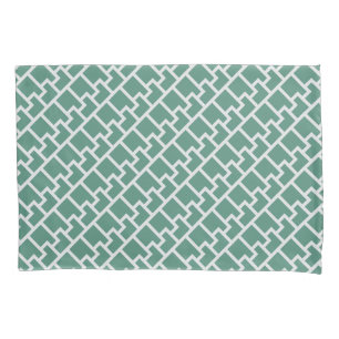 Elegant Sage Green Geometric Pattern Pillowcase