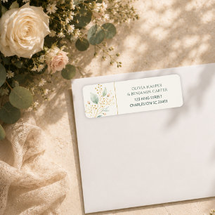 Elegant Sage Green Gold Botanical Return Address