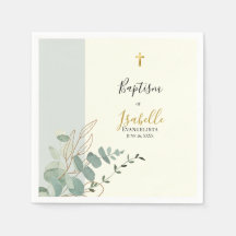 Elegant Sage Green Gold Eucalyptus Baptism