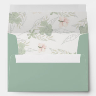 Elegant Sage Green & Gold Floral Wedding  Envelope