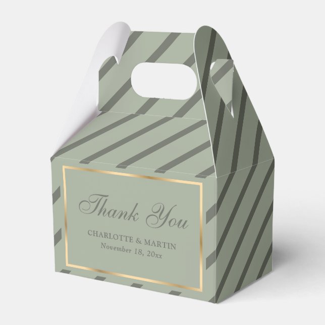 Elegant Sage Green Gold Wedding Thank You Favor Box (Front Side)