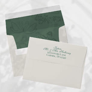 Elegant Sage Green Hand Drawn Wedding Envelope