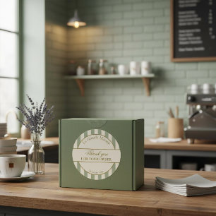 Elegant Sage Green Ivory French Bakery Thank You Classic Round Sticker