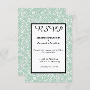 ELEGANT SAGE GREEN LACE RSVP INVITATION