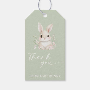 Elegant Sage Green Little Bunny Thank You  Gift Tags