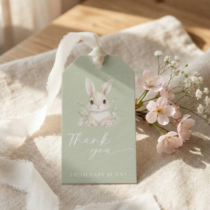 Elegant Sage Green Little Bunny Thank You  Gift Tags