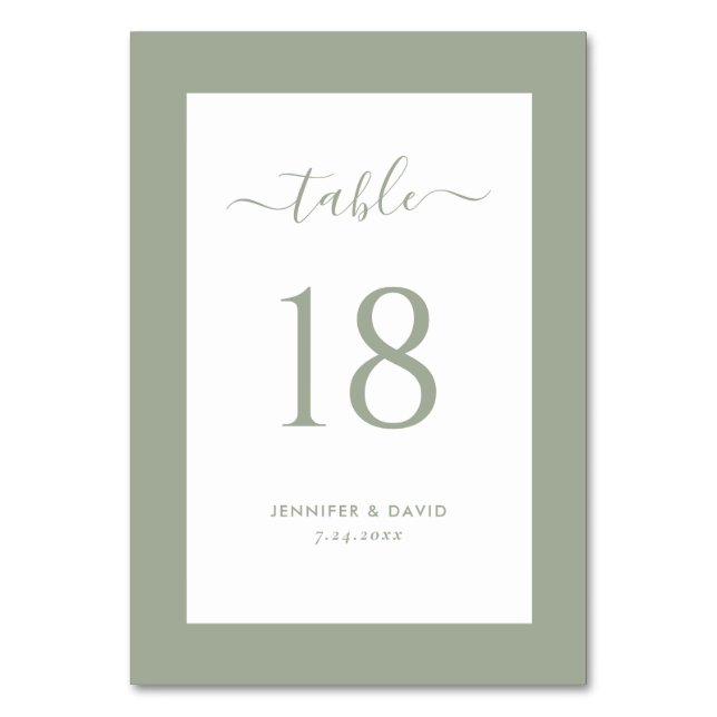 Élégant Sage Green Mariage Numéro de table (Par défaut)