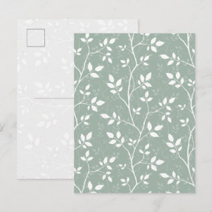 Elegant Sage Green Minimal Botanical Art Postcard