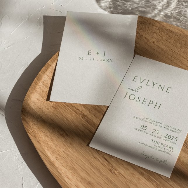 Elegant Sage Green Minimalist Boho Stylish Wedding Invitation (Creator Uploaded)