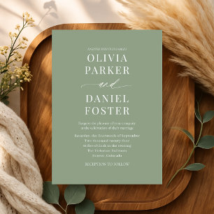 Elegant Sage Green Minimalist Modern Wedding Invitation