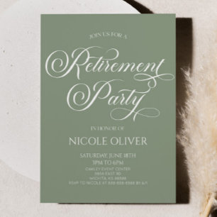 Elegant Sage Green Minimalist Retirement Party Invitation