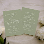 Elegant Sage Green Modern Calligraphy Wedding Program<br><div class="desc">Elegant White Sage Green Modern Calligraphy Wedding Program</div>
