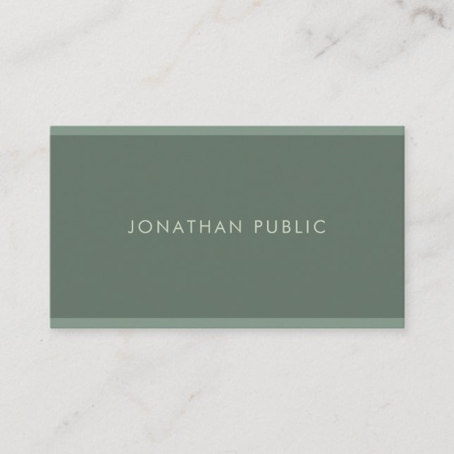Elegant Sage Green Modern Design Professional Chic Business Card (Front)