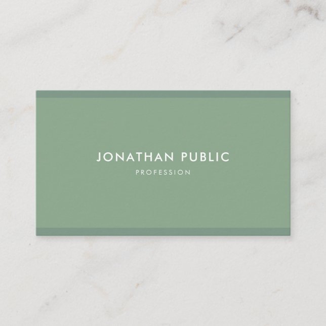 Elegant Sage Green Modern Minimalist Template Top Business Card (Front)