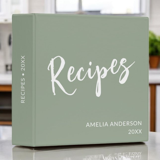 Elegant Sage Green Modern Recipe Binder (Creator Uploaded)