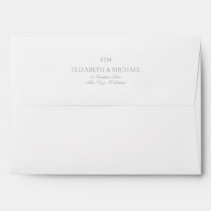 Elegant Sage Green Monogram Return Address Wedding Envelope