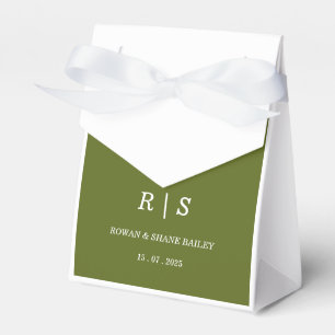 Elegant Sage Green Monogram Wedding Favour Box