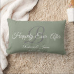 Elegant Sage Green Monogrammed Happily Ever After Lumbar Pillow<br><div class="desc">Elegant Sage Green and White Name Monogrammed Happily Ever After Lumbar pillow</div>