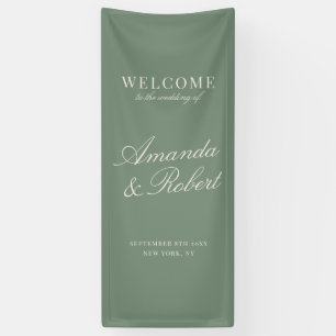 Elegant Sage Green Old Money Wedding Welcome Banner