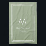 Elegant Sage Green Personalised Monogrammed Kitchen Towel<br><div class="desc">Elegant Sage Green Personalised Monogrammed kitchen towel</div>