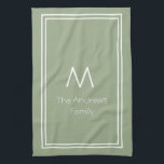 Elegant Sage Green Personalised Monogrammed Kitchen Towel<br><div class="desc">Elegant Sage Green Personalised Monogrammed kitchen towel</div>