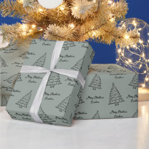 Elegant Sage Green Personalized Christmas Wrapping Paper