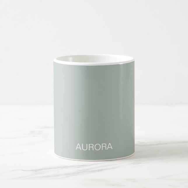 Elegant Sage Green Personalized Name -  Coffee Mug (Center)