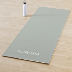 Elegant Sage Green Personalized Name Yoga Mat