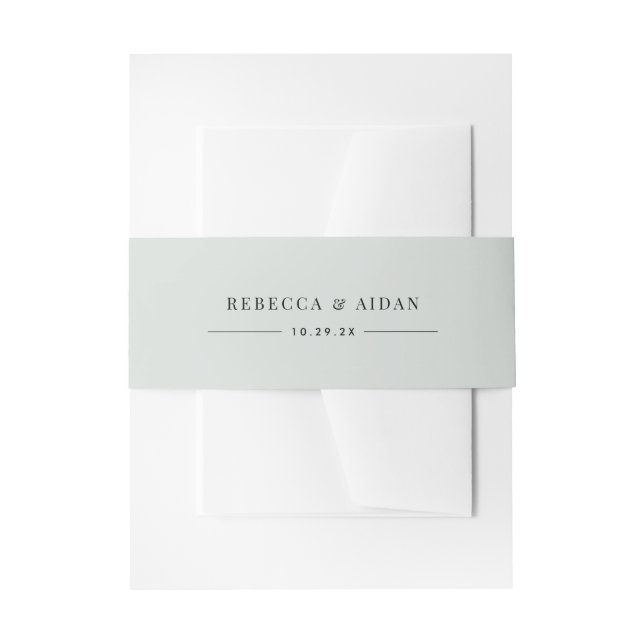 Elegant Sage Green Personalized Names Wedding Invitation Belly Band (Front Example)