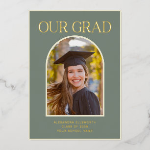 Elegant Sage Green Photo Graduation Party Gold