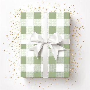 Elegant Sage Green Plaid Pattern Wrapping Paper