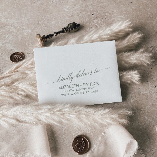 Elegant Sage Green Printed Address RSVP Envelope (Creator Uploaded)