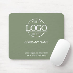 Elegant Sage Green Promotional Business Logo Mouse Pad