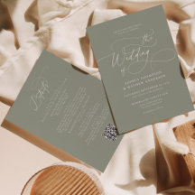 Elegant Sage Green QR Code All in one Wedding