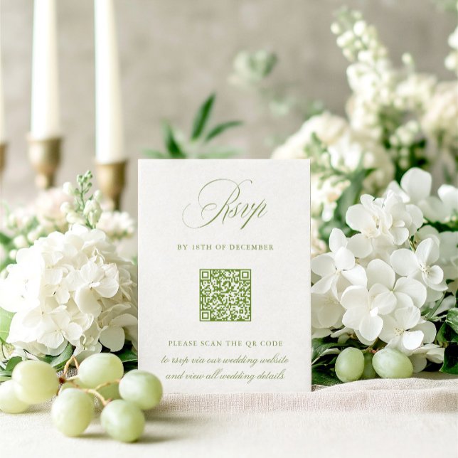 Elegant Sage Green QR Code RSVP Wedding Card (Elegant Sage Green QR Code RSVP Wedding Card)