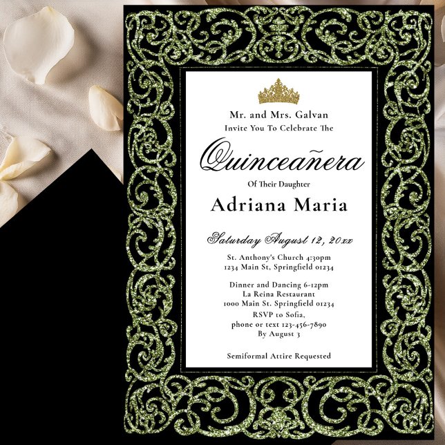 Elegant Sage Green Quinceanera Invitation  (Creator Uploaded)
