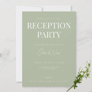 Elegant Sage Green Reception Wedding Invitation
