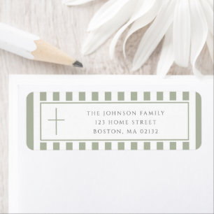 Elegant Sage Green Religious Cross Address