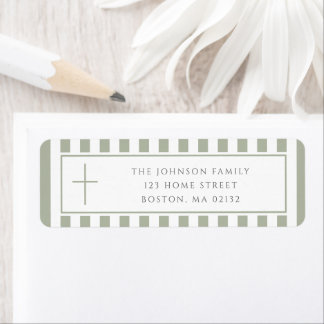 Elegant Sage Green Religious Cross Address