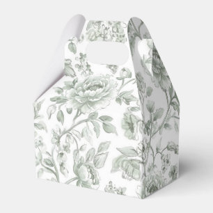 Elegant Sage Green Rose Floral Favor Box