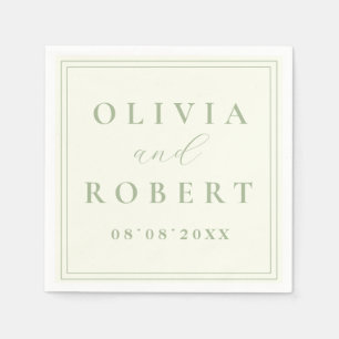 Elegant Sage Green Sage Minimalist Wedding Napkin