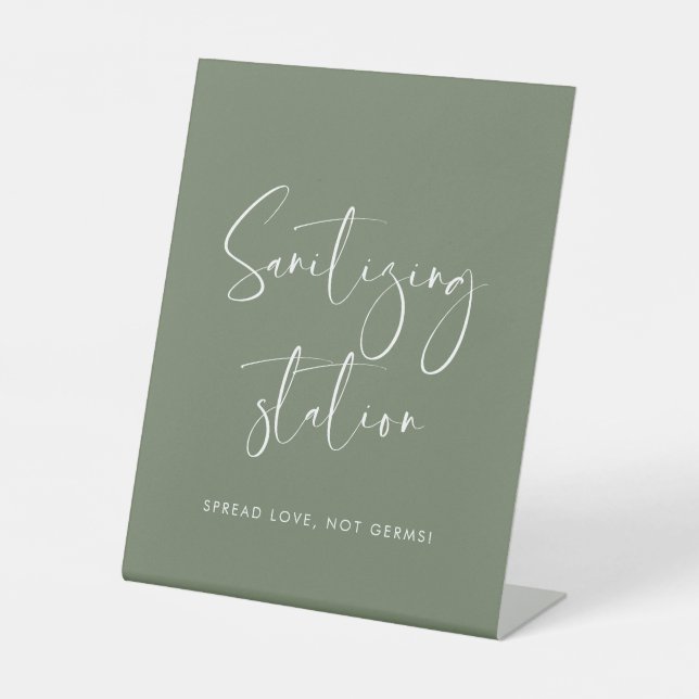 Elegant sage green Sanitizing station wedding sign (Front)